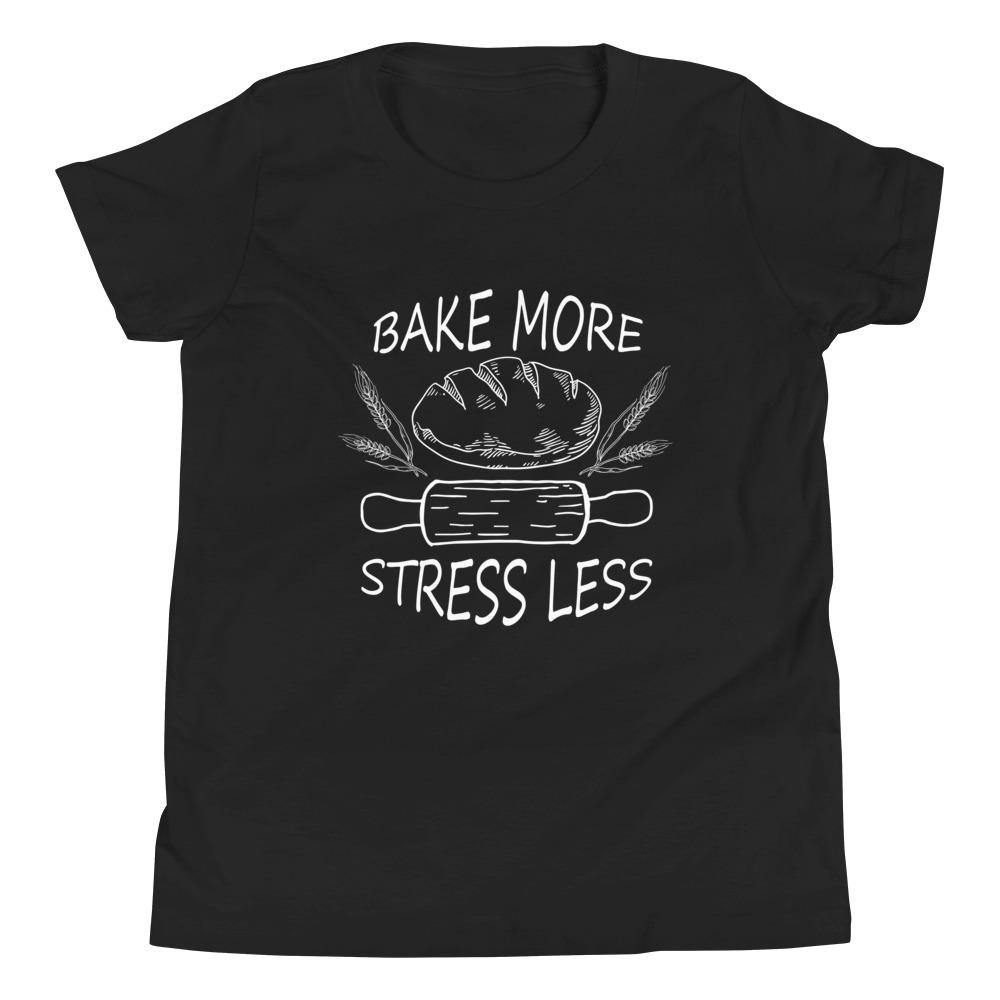 Kids T-Shirt - Bake More Stress Less (Dark Shirts) - Creative Cooks Kitchen Australia